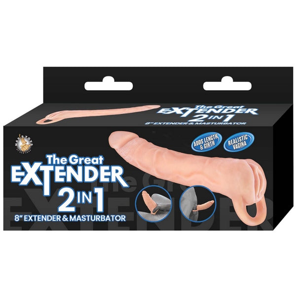 THE GREAT EXTENDER 2 in 1 - 8in Extender and Masturbator